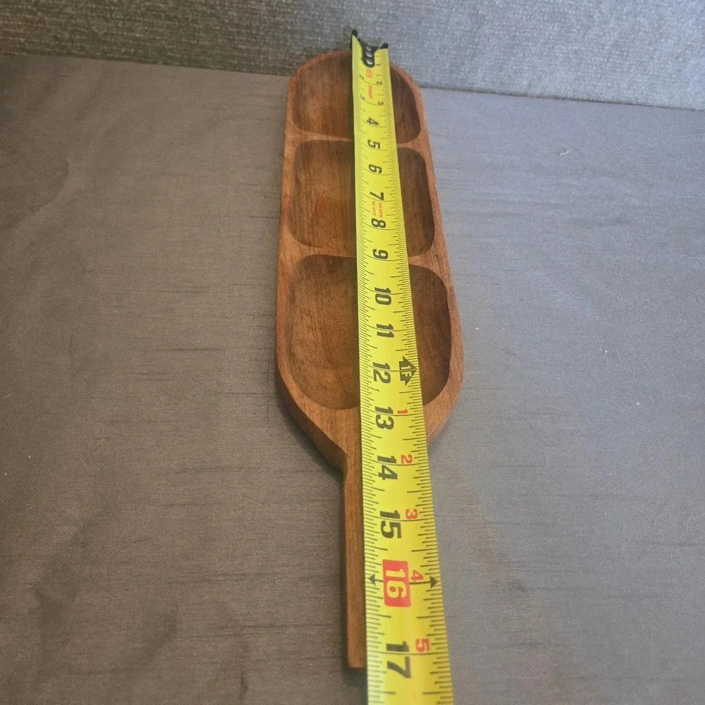 Imperial International Genuine Teak Wood 3-Section Serving Tray‎ Thailand MCM